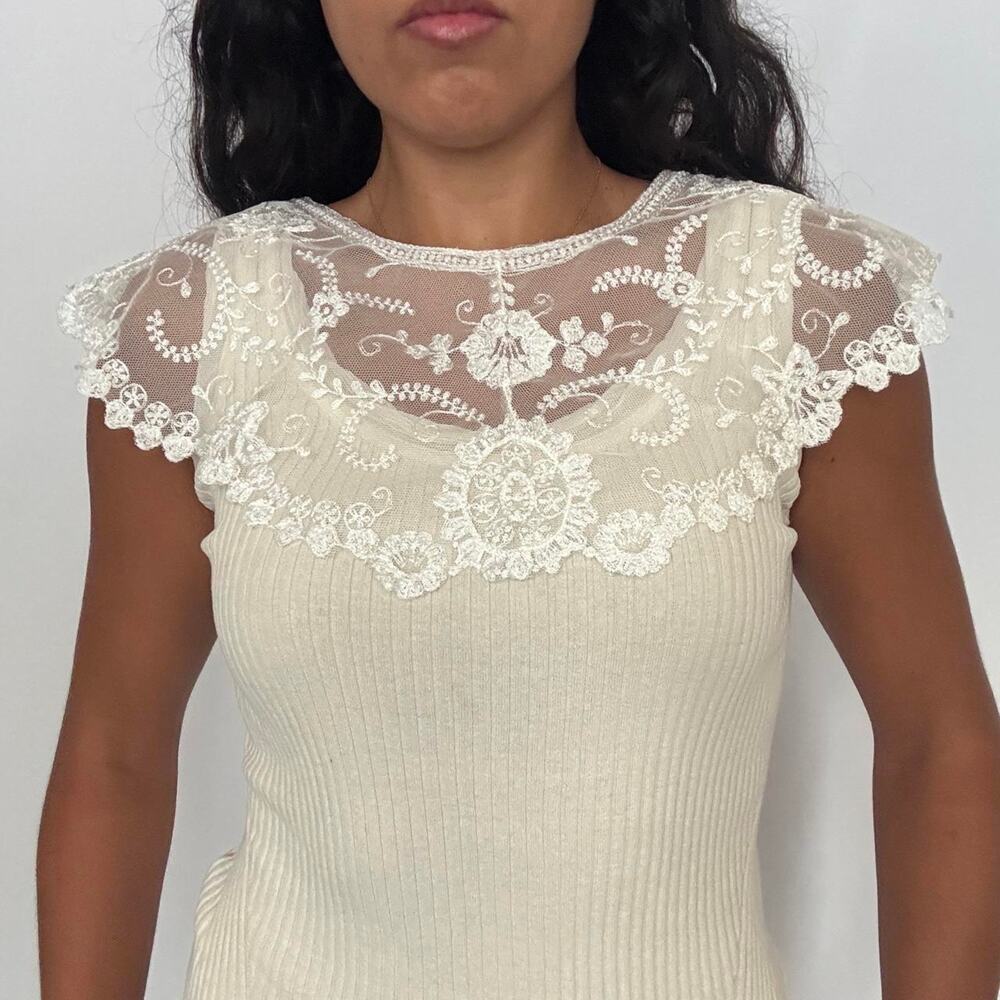 Vintage Ivory Lace Embroidered Capelet Collar Bridal